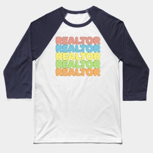 Retro 70s Styled REALTOR Typographic Design Baseball T-Shirt